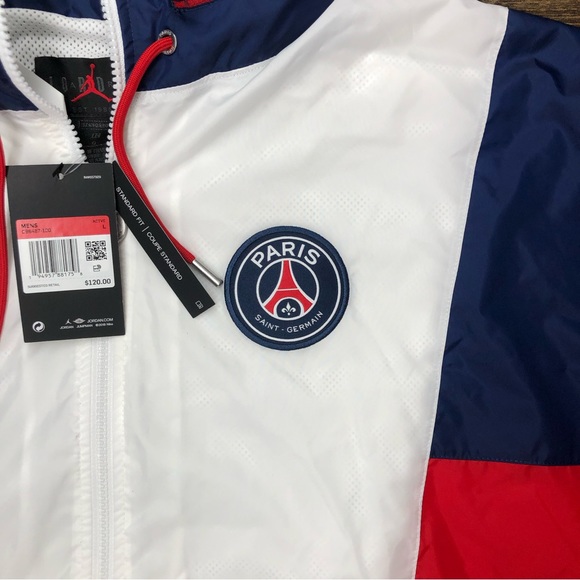 Nike Air Jordan Paris Saint-Germain Nylon Hooded Jacket Men's DB6487-100 Large - Picture 8 of 9